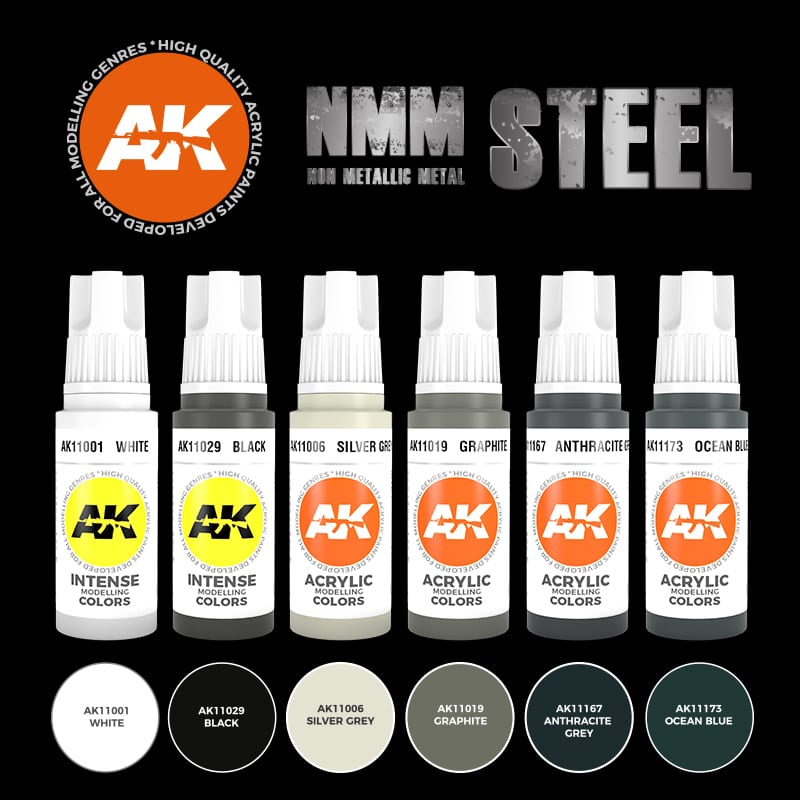 AK Interactive - NMM Steel Acrylic Set