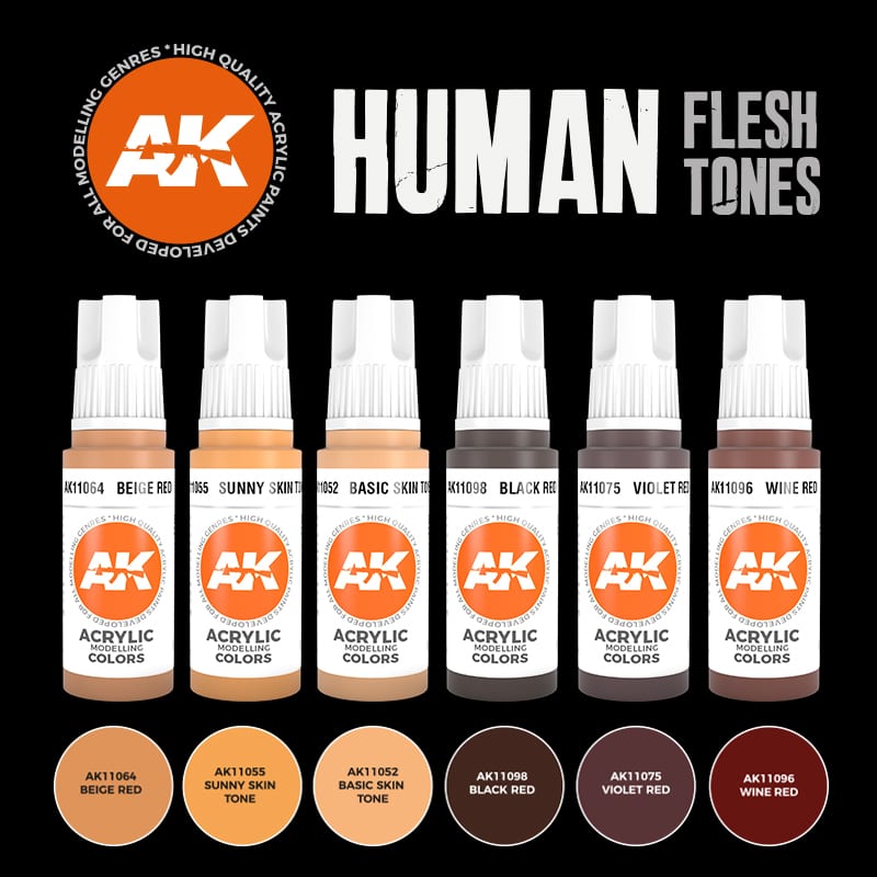 AK Interactive - Human Flesh Tones Acrylic Set