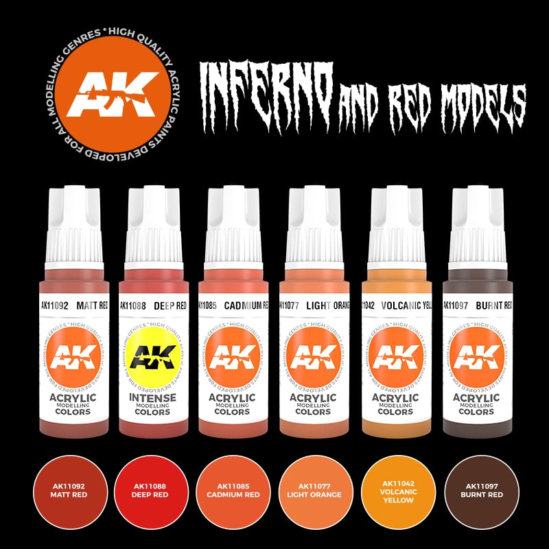AK Interactive - Inferno and Red Creatures Acrylic Set