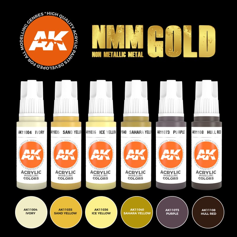 AK Interactive - NMM Gold Acrylics Set