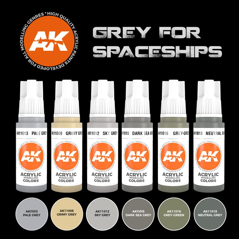 AK Interactive - Grey for Spaceships Acrylics Set
