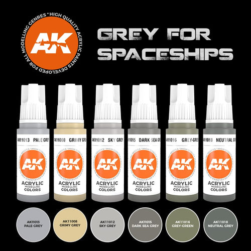 AK Interactive - Grey for Spaceships Acrylics Set