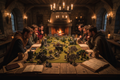 Wargames in a tavern at night