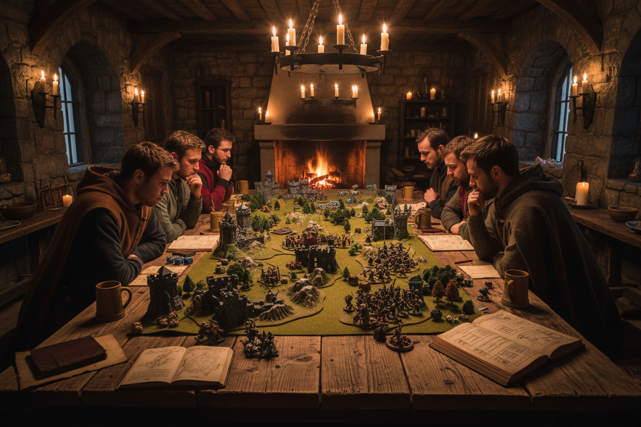 Wargames in a tavern at night